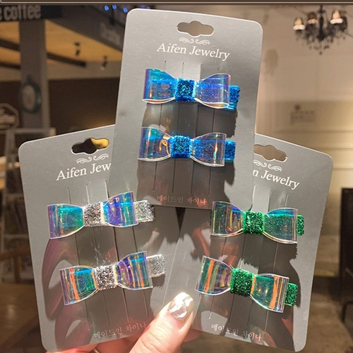 1Set Fantasy Transparent Colorful Bow Hair Clips