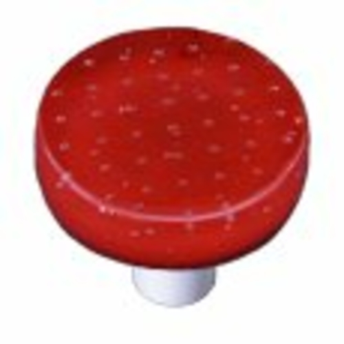 Hot Knobs HK1200-KRA Bubbles Red Round Glass Cabinet Knob - Aluminum P