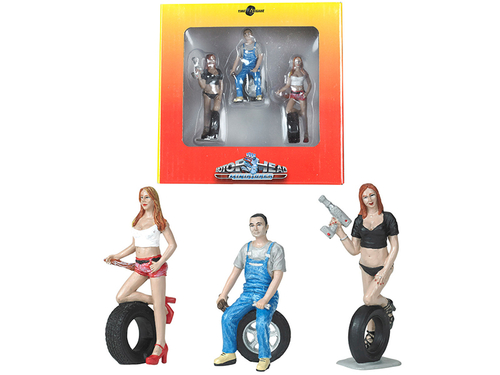 Andie, Derek and Michele Tire Brigade 3 piece Figurine Set 1/24 by