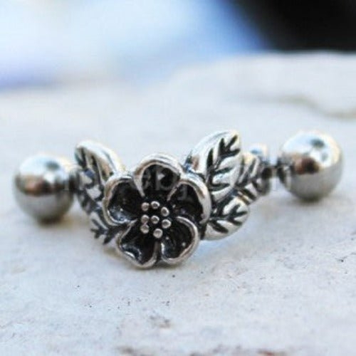 316L Stainless Steel Hibiscus Flower Cartilage Cuff Earring