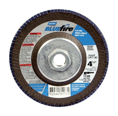 Norton 66254461173 Blue Fire Zirconia 80 Grit Flap Disc - 4.25 in.