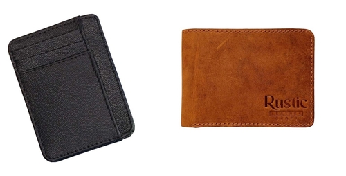 Leather Craft Card Wallet for Men's Minimalist Slim Wallet, Genuine