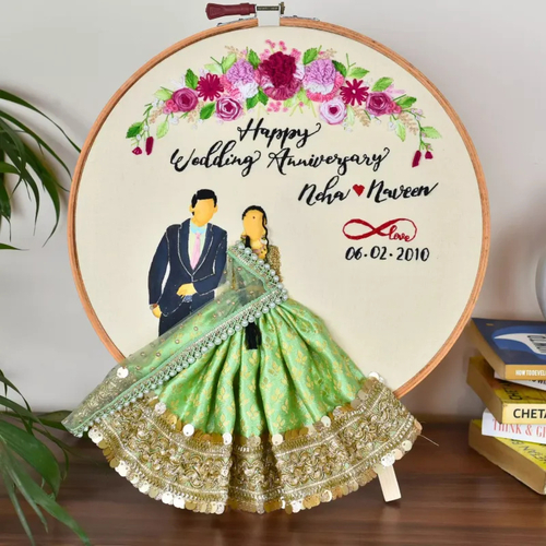Customisable Wedding/ Anniversary Front Face Embroidery Hoop with