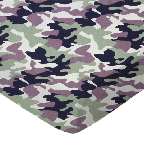 SheetWorld Fitted Portable Mini Crib Sheet - 100% Cotton Woven - Camo,