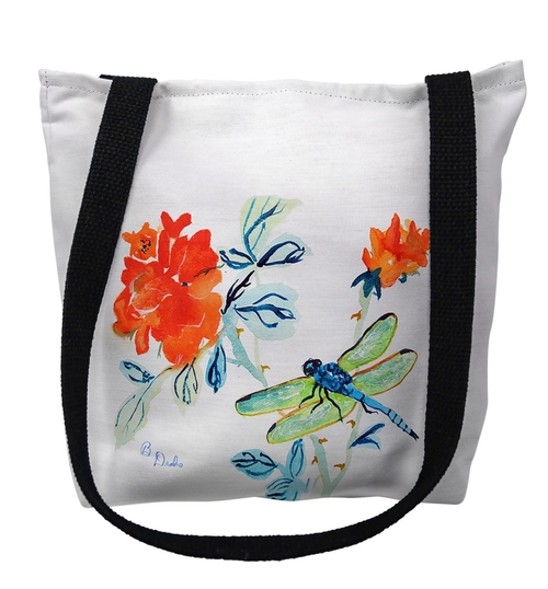 Main Betsydrake TY1046G 18 x 18 in. Dragonfly & Red Flower Tote Bag - Large image