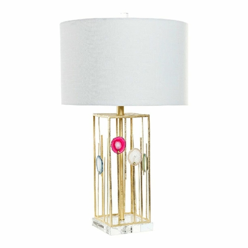 Desk lamp DKD Home Decor White Polyester Metal Crystal 220 V Golden 60