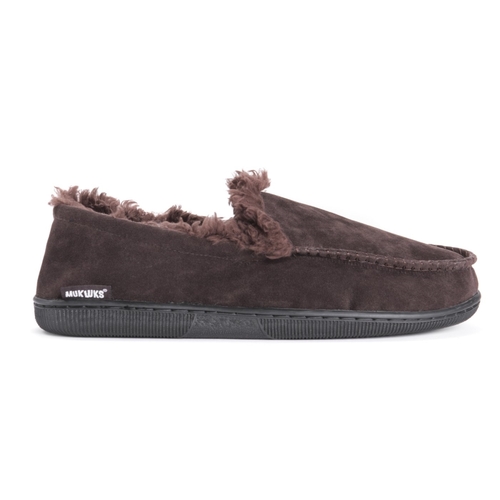 Muk Luks 0015005200-S Mens Faux Suede Moccasin Slippers, Brown - S