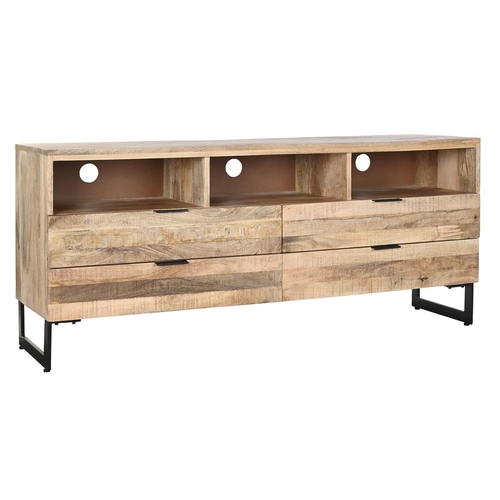 TV furniture DKD Home Decor Natural Black Metal Mango wood (150 x 40 x