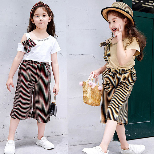 2019 New Toddler Girl Clothes Set Summer Bowknot O