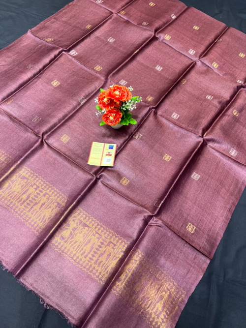 Women's Pure tassar silk handloom sareePurple