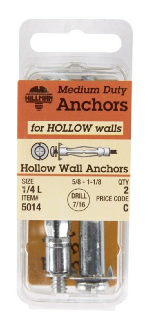 Hillman 5014 0.25 in. Hollow Wall Anchor  Large - pack of 6