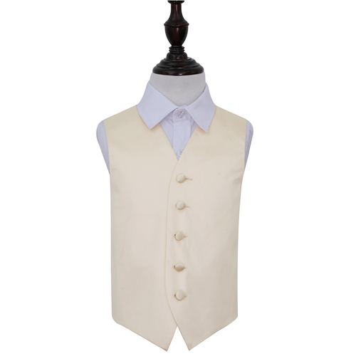 Plain Satin Waistcoat - Boys - Champagne, 32'