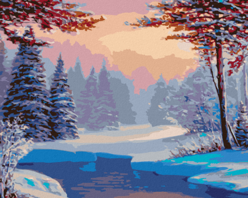 Paint by Numbers - SNOWY LANDSCAPE WITH A RIVER