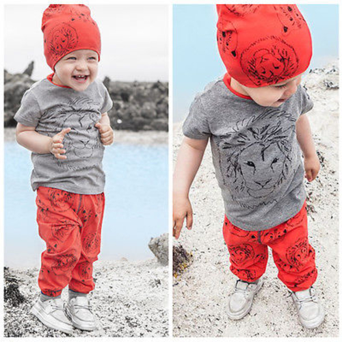 2 7Y Hot New 2016 summer girls boys Lion Print