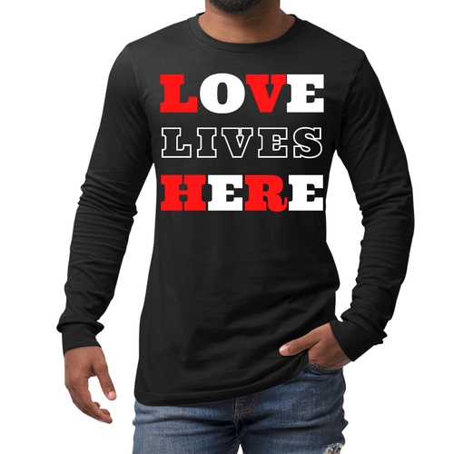 Mens Long Sleeve Graphic T-shirt - Love Lives Here Christian