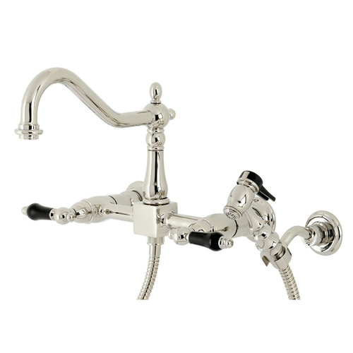 Kingston Brass KS1246PKLBS Duchess Wall Mount Bridge Kitchen Faucet wi