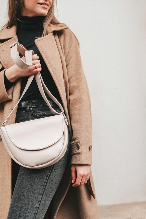 Leather Crossbody Bag Women, Beige Leather Bag, Beige Small bag,