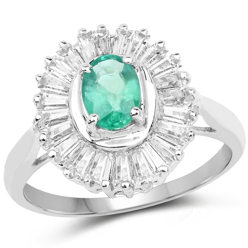 2.16 Carat Genuine Zambian Emerald & White Topaz .925 Sterling Silver