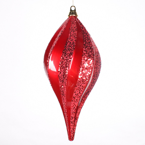 Vickerman M132503 Red Candy Glitter Swirl Drop Ornament - 8 in.