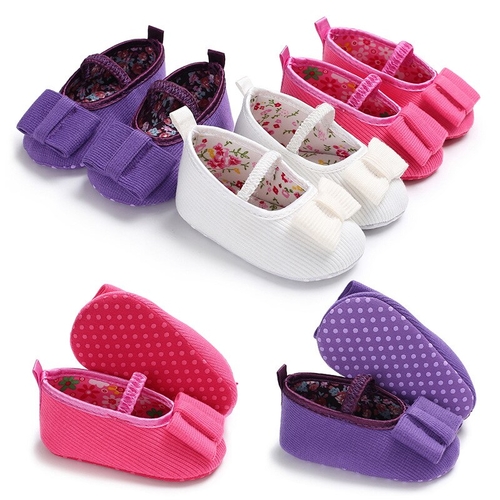 Knit Bow Tight Baby Girl Shoes Non slip Breathable