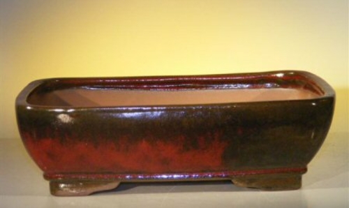 Parisian Red Ceramic Bonsai Pot - Rectangle 12.0" x 9.5" x 3.375"