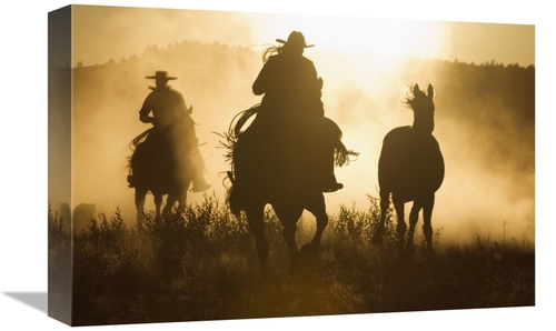 Global Gallery GCS-452588-1218-142 12 x 18 in. Cowboys Herding Horses 