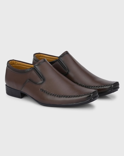 Round-Toe Slip-On Formal Shoes(Size8)(ColorBrown)