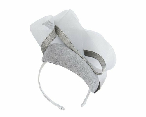 Silver pillbox winter racing fascinator