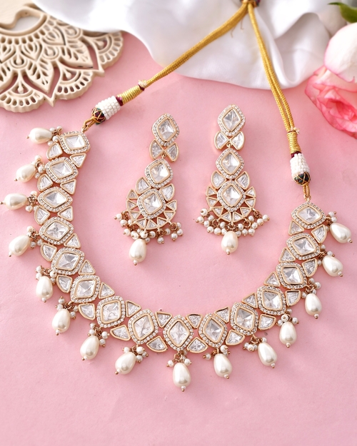 Rose Gold Plated Designer Jewellery Set/Necklace Set with Chain &