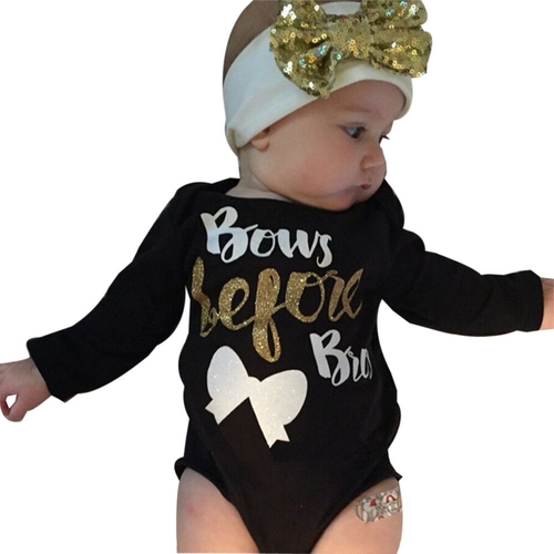 New 2Pcs Newborn Baby Girl Letter Long Sleeve