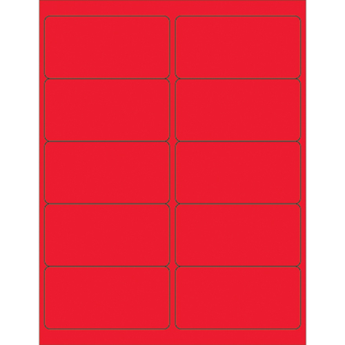 Box Partners LL178RD 4 x 2 in. Fluorescent Red Rectangle Laser Labels 