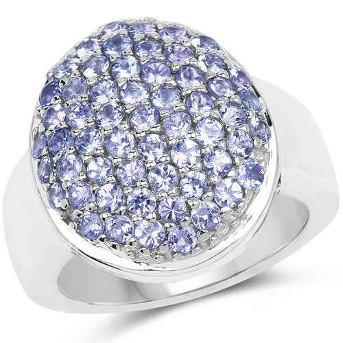 2.00 Carat Genuine Tanzanite .925 Sterling Silver Ring