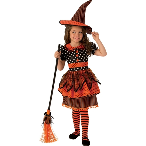 Rubies 278932 Halloween Girls Polka Dot Witch Costume - Medium