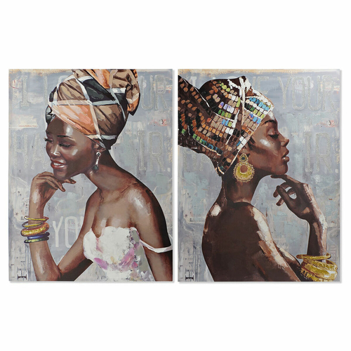 Painting DKD Home Decor 90 x 2,8 x 120 cm Colonial African Woman (2