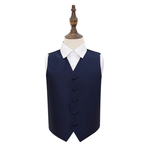 Solid Check Waistcoat - Boys - Navy Blue, 26'