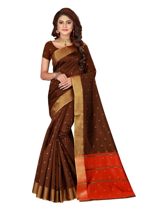 Generic Women's Cotton silk blend Saree with