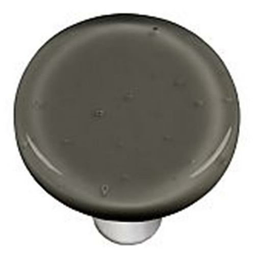 Hot Knobs HK1042-KRB Deco Gray Round Glass Cabinet Knob - Black Post