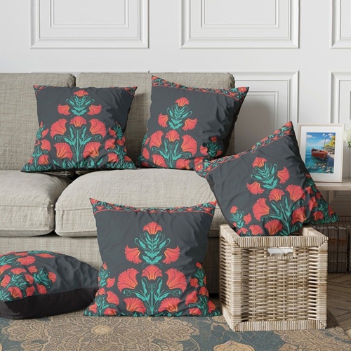 Charcoal ethnic print cushion cover