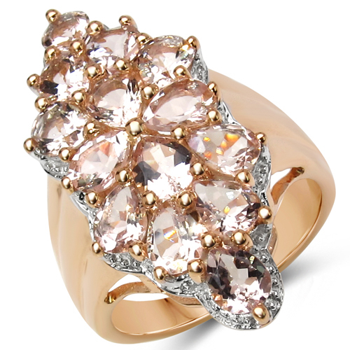 18K Rose Gold Plated 3.08 Carat Genuine Morganite .925 Sterling Silver