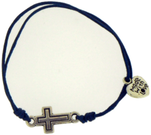 Solid Rock Jewelry 144722 Dark Blue Cotton Adjustable Friendship with 