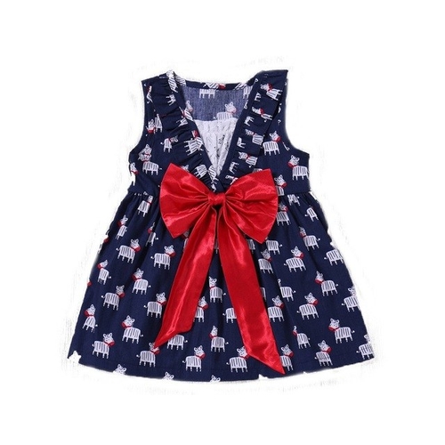 Cartoon Print Bowknot Lace Princess DressFashion