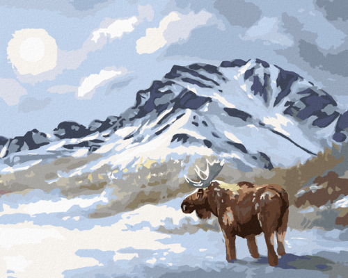 Zuty - Paint by Numbers - MOOSE STANDING IN THE SNOW (D. RUSTY RUST),