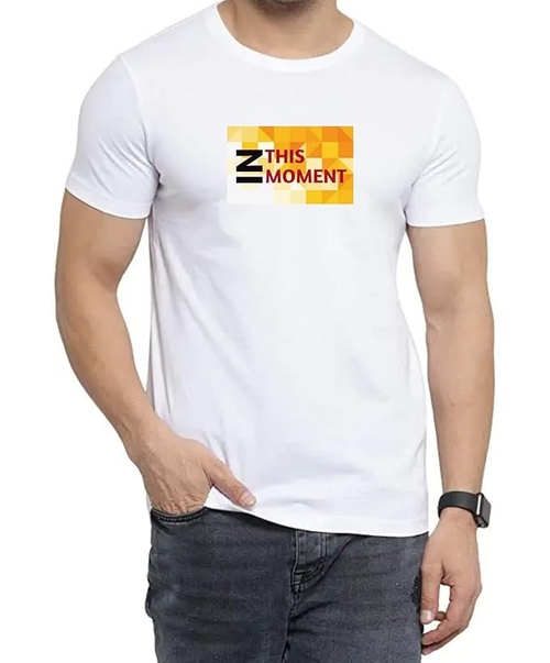 ROUND NECK HALF SLEEVES PRINTED "THIS MOMENT" TSHIRT FOR MEN (Size-L)