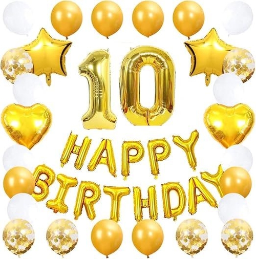 10th Birthday Party Decoration Kit with Star Heart Latex Confetti