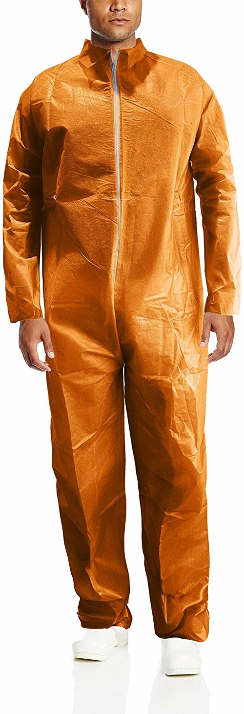 Disposable Overalls 2 oz. Pack of 5 Orange adult clothing, 4X-Large.