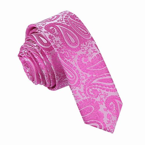 Paisley Skinny Tie - Fuchsia Pink