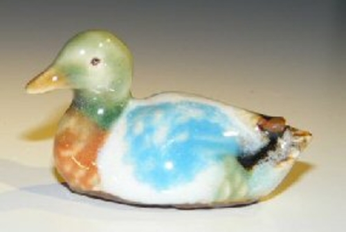 Multi-Colored Miniature Ceramic Duck Figurine2.0" x 1.0" x 1.25"