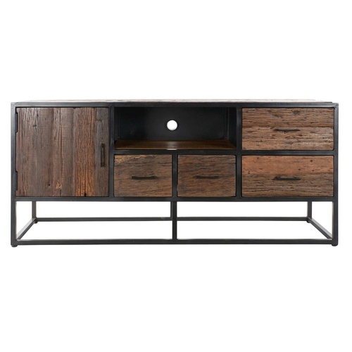 TV furniture DKD Home Decor Black Dark brown Metal Recycled Wood