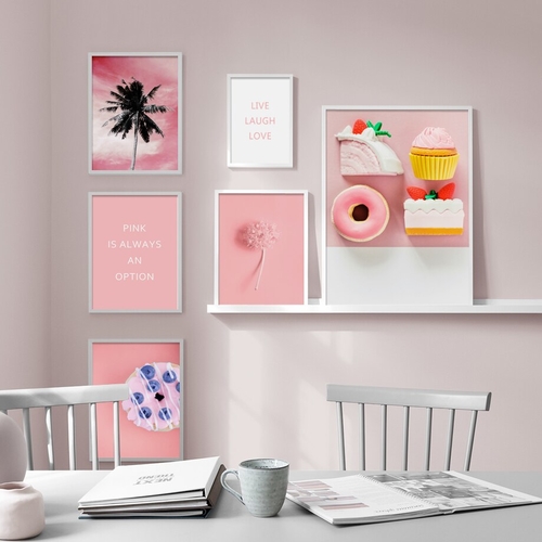 Pink Flower Cake Wall Art Canvas Painting