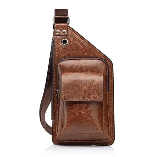 Vegan Leather Sling Crossbody Bags for Men Casual Daypacks